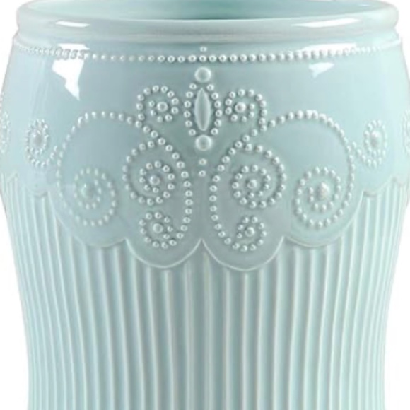 NWOT LENOX AMERICAN BY DESIGN FRENCH PERLE GROOVE CERAMIC WASTEBASKET Ice Blue - Picture 2 of 9